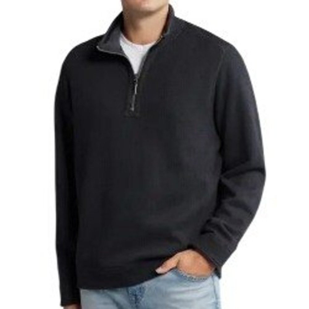Faconnable Mens Black Quarter Zip Pullover Sweater Size Small